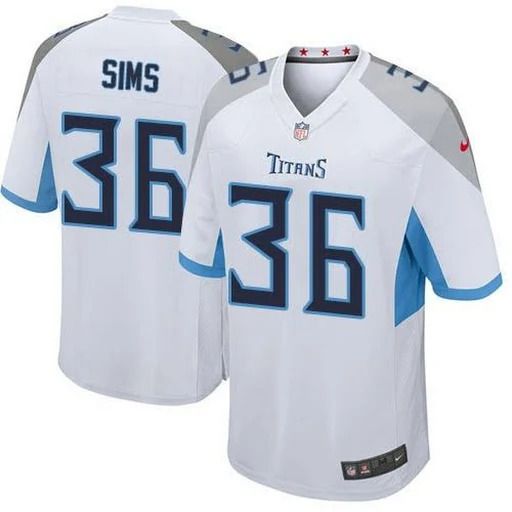 Men Tennessee Titans 36 LeShaun Sims Nike White Game NFL Jersey